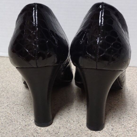 👍 Liz Black Leather Heels Size 10.   A2 - Picture 5 of 6